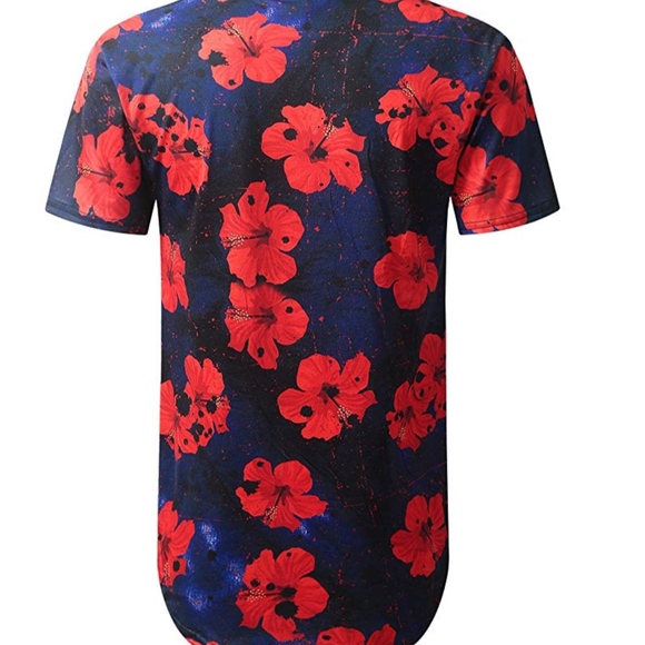 Mens Hipster Hip Hop Floral Graphic T-Shirt - Picture 2 of 2